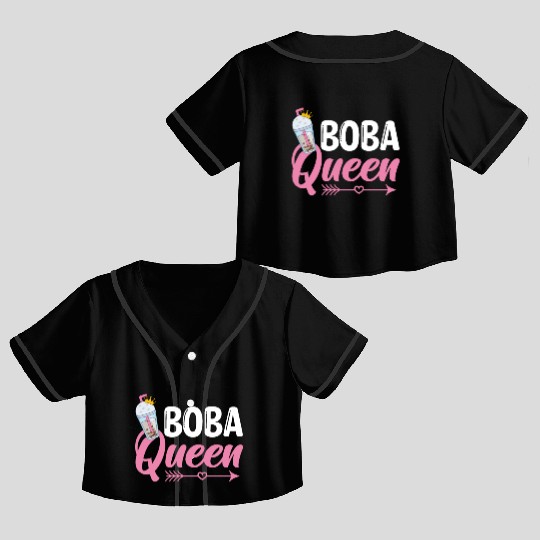 Boba Queen Bubble Tea Lover Boba Tea Drinker Crop Top Baseball Jerseys