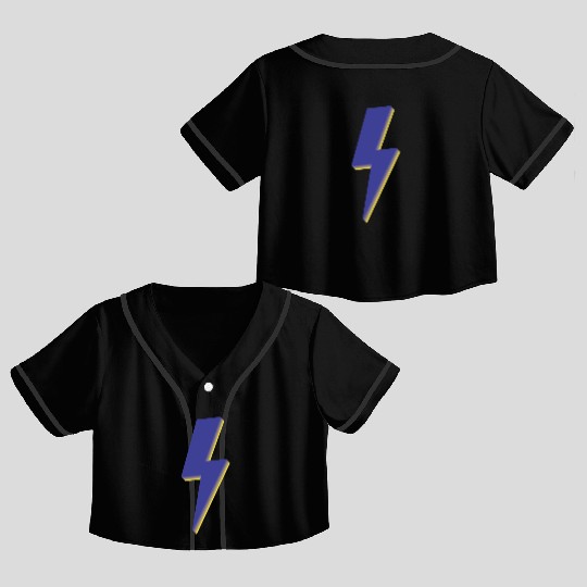Lightning Bolt Blue 3D Crop Top Baseball Jerseys