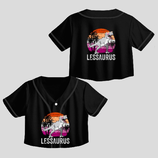 Lesbian Pride Flag Dinosaur Trex LGBTQ Crop Top Baseball Jerseys