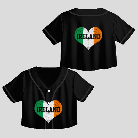 Ireland Flag Heart Irish St Patrick s Day Crop Top Baseball Jerseys