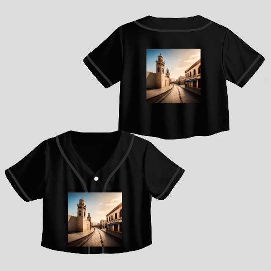 Fantasy pictures ,town Morocco ,city Larache Crop Top Baseball Jerseys