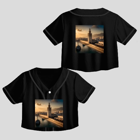 Fantasy pictures ,town Morocco ,city casablanca Crop Top Baseball Jerseys