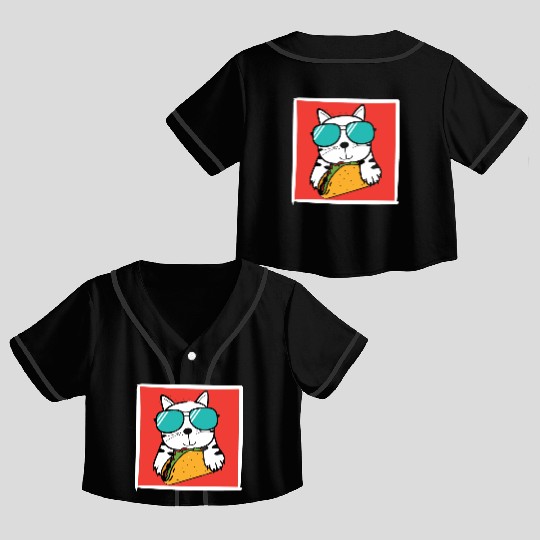 Cool Cat Taco Lover Crop Top Baseball Jerseys