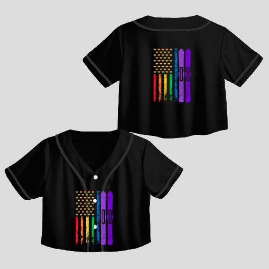 American Sports Rainbow Flag LGBT Pride Month Crop Top Baseball Jerseys