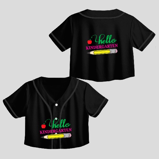 Hello Kindergarten As Back to School For Team Kind Crop Top Baseball Jerseys