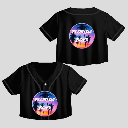 Florida Boys Palm Trees Sunset Crop Top Baseball Jerseys