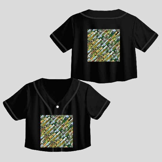 Wildlife Stripe green collage Crop Top Baseball Jerseys