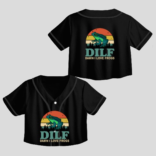 Dilf-Damn I Love Frogs Saying Frog-Amphibian Crop Top Baseball Jerseys
