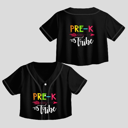 Team Pre K Teacher Tribe Back To School Crop Top Baseball Jerseys