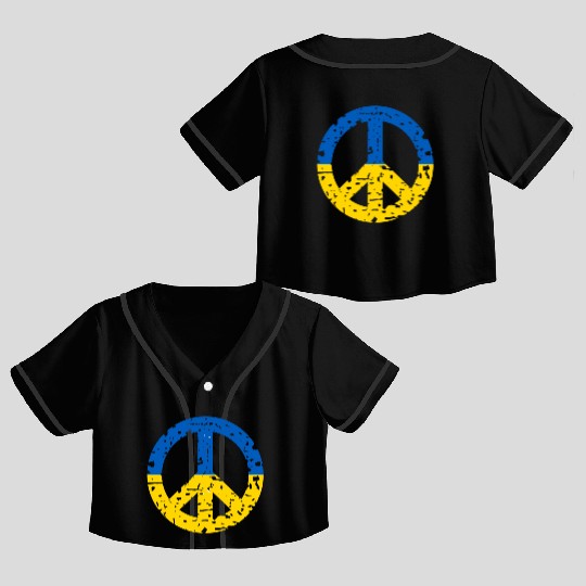 Ukraine Peace Sign Ukrainian Flag Colors Crop Top Baseball Jerseys