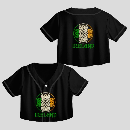 Celtic Knot Clover Ireland St Paddys Day Irish 202 Crop Top Baseball Jerseys
