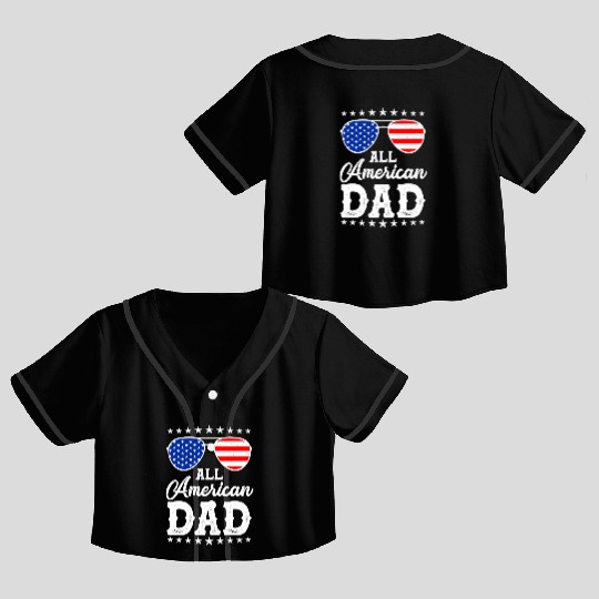 4th Of July Patriotic American Dad Us Crop Top Baseball Jerseys