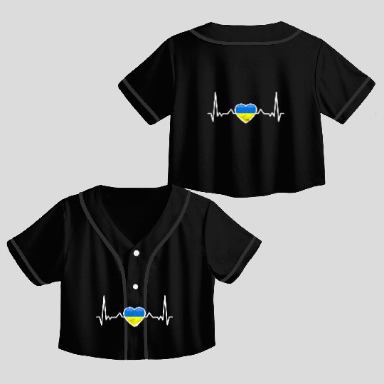 Heartbeat Ukraine Heart Ukrainian Flag Crop Top Baseball Jerseys