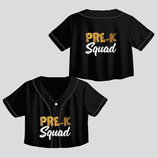 Team Pre K Teacher Back To School s Top Crop Top Baseball Jerseys
