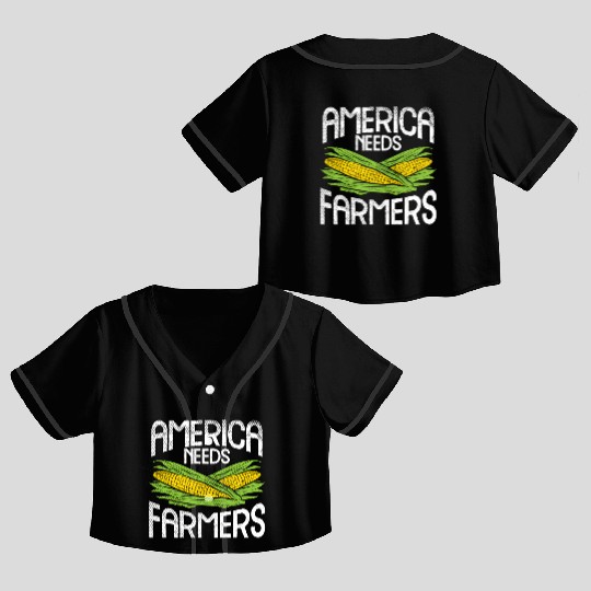 America Needs Farmers Agriculture Corn Farming Crop Top Baseball Jerseys