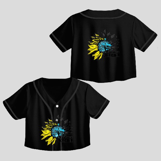Sunflower Ukrainian Flag I Stand With Ukraine Ukra Crop Top Baseball Jerseys