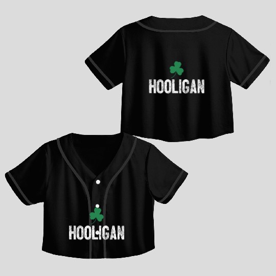 Hooligan Irish St Patrick'S Day Shamrock Clover Crop Top Baseball Jerseys