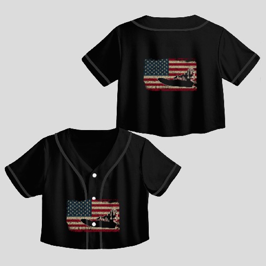 Airboat America Flag I Patriotic Airboat Captain R Crop Top Baseball Jerseys
