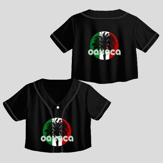 Oaxaca Mexico Flag Native Palm Tree Mexican Crop Top Baseball Jerseys