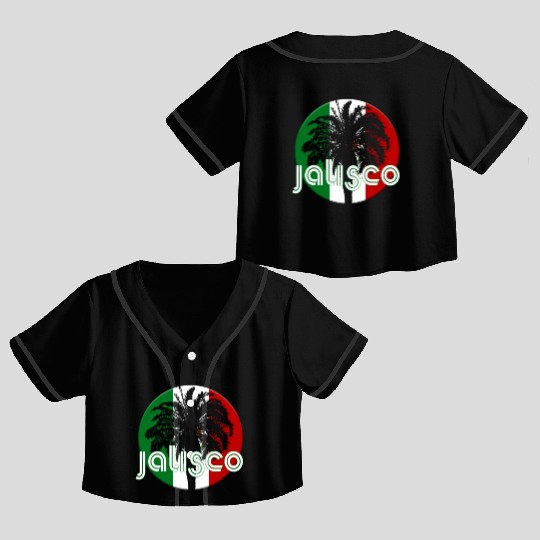 Jalisco Mexico Flag Native Palm Tree Mexican Crop Top Baseball Jerseys