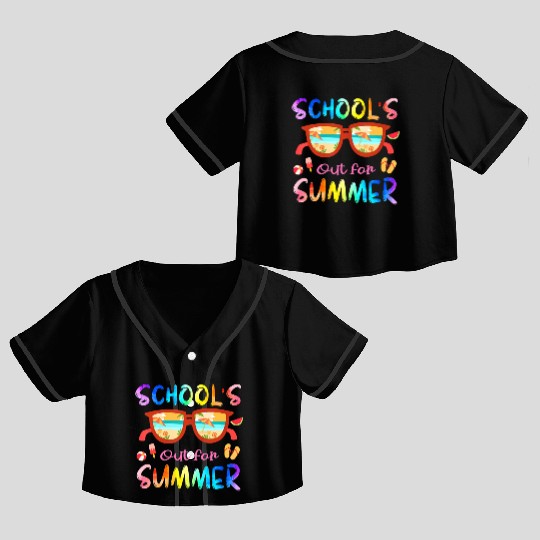Schools Out For Summer Last Day Of School Teacher Crop Top Baseball Jerseys