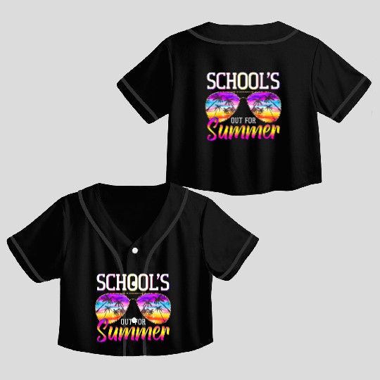 Last Day Of School Schools Out For Summer Teacher Crop Top Baseball Jerseys