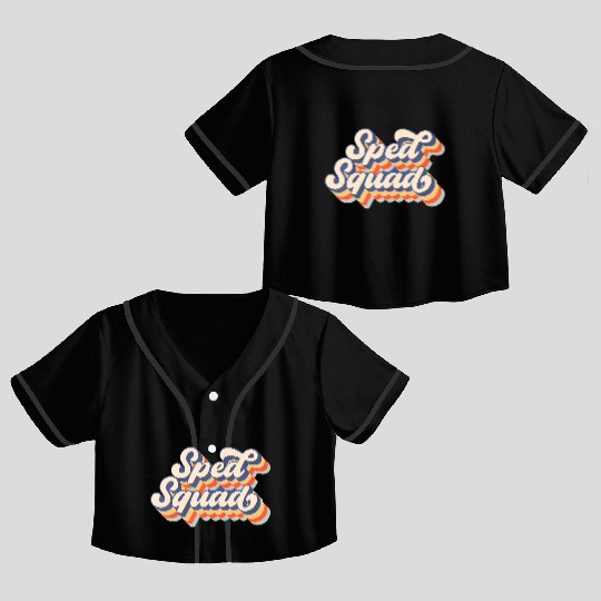 Vintage Sped Squad Special Ed Teacher Back To Scho Crop Top Baseball Jerseys