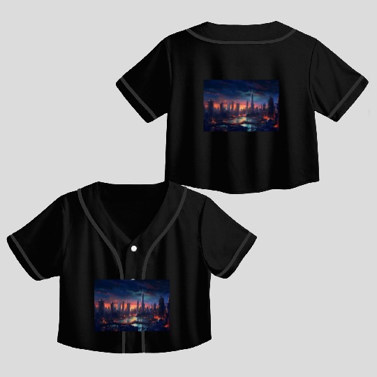 Chicago Post Apocalyptic Hues Cyberpunk Neon Crop Top Baseball Jerseys