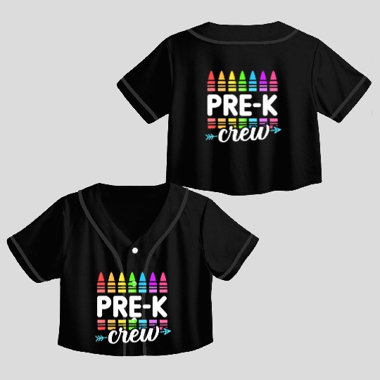 Pre-K Crew Teacher Team Squad Hello Back School Gr Crop Top Baseball Jerseys