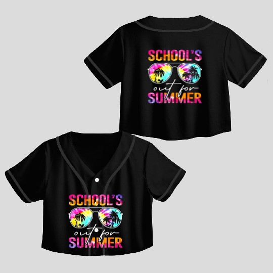 Last Day Of School Schools Out For Summer Teacher Crop Top Baseball Jerseys