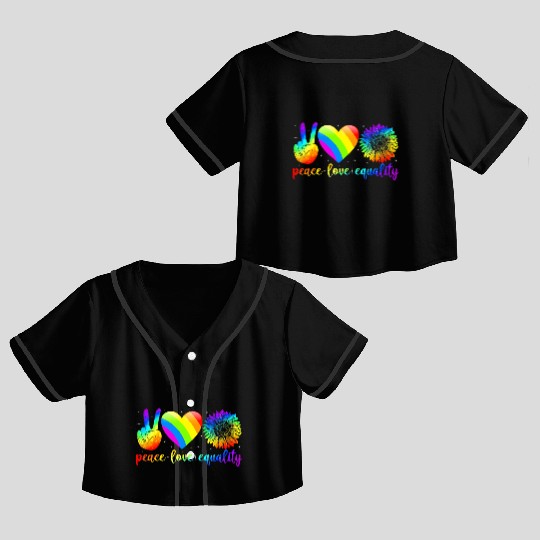 Peace Love Equality Lesbian Gay LGBT Pride Month R Crop Top Baseball Jerseys
