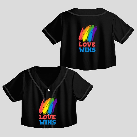 Love Wins LGBT Gay Pride Month Rainbow Lesbian Crop Top Baseball Jerseys