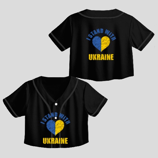 Support Ukraine I Stand With Ukraine Ukrainian Crop Top Baseball Jerseys
