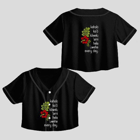 Hawaiian Hula Dance Uwehe Everyday Hibiscus Crop Top Baseball Jerseys