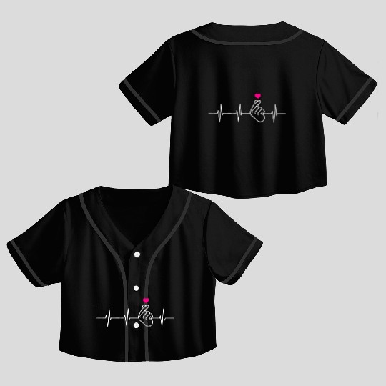 K-Pop Heartbeat K-Drama Heart Hand Korean Pop Crop Top Baseball Jerseys