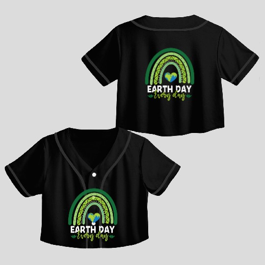 Earth Day Teacher Earth Day Everyday Rainbow Crop Top Baseball Jerseys