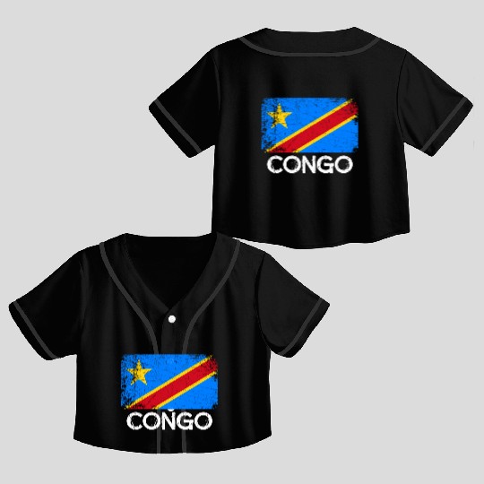 Congolese Flag Made In Congo Crop Top Baseball Jerseys
