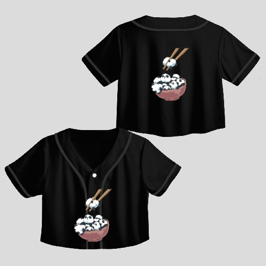 Japanese Panda Bears Ramen Noodle Bowl Crop Top Baseball Jerseys