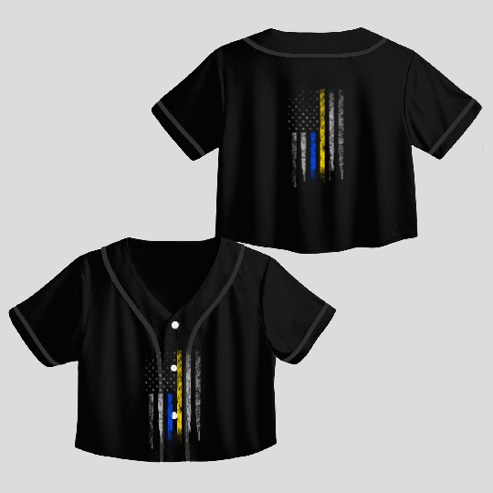 Gold Blue Line 911 Police Dispatcher First Crop Top Baseball Jerseys