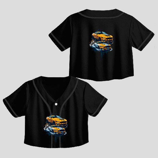 Sports car illustration Crop Top Baseball Jerseys