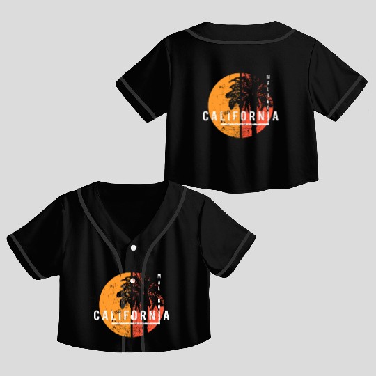 Malibu California Cool Palm Tree Native Crop Top Baseball Jerseys