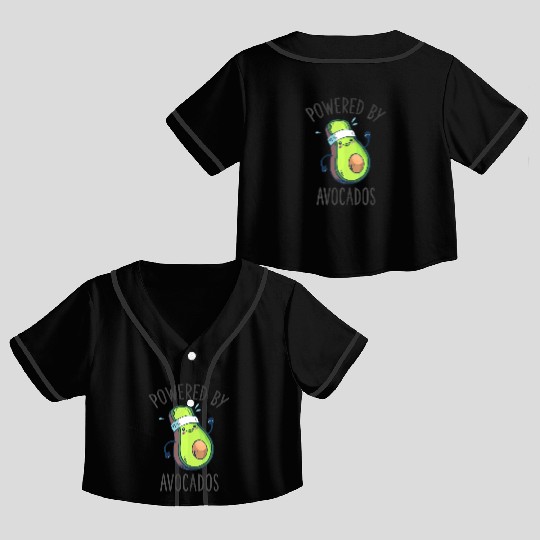 Vegan Avocado Powered By Avocados Gym Wo Crop Top Baseball Jerseys