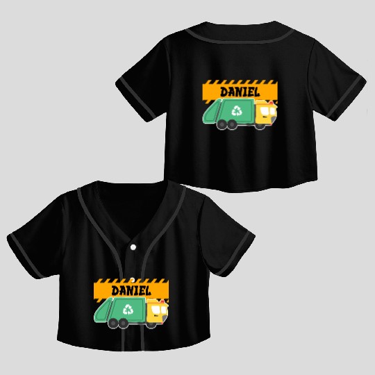Daniel Trash Truck For Collector Ecologist Garbage Crop Top Baseball Jerseys