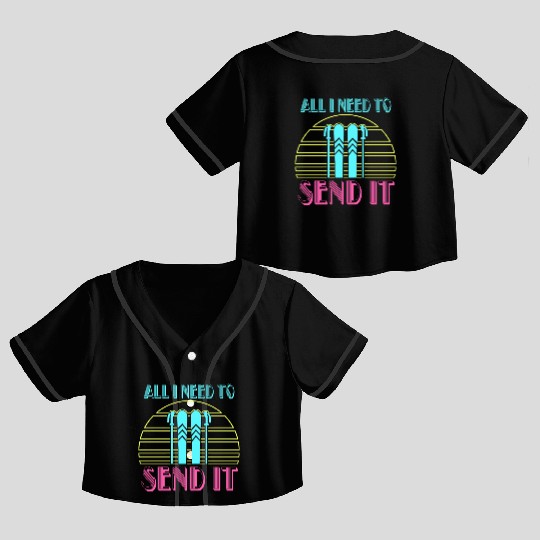 Retro Neon Send It Skiing Freestyle Skiers Ski Crop Top Baseball Jerseys