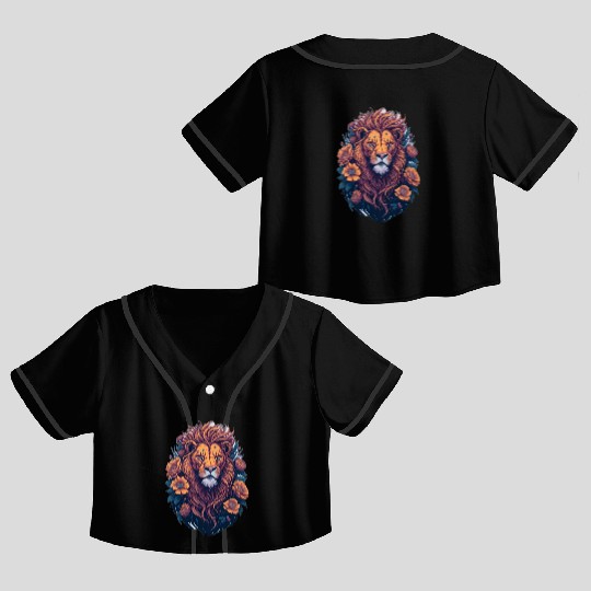 Colorful Lion sticker Lion Face Crop Top Baseball Jerseys
