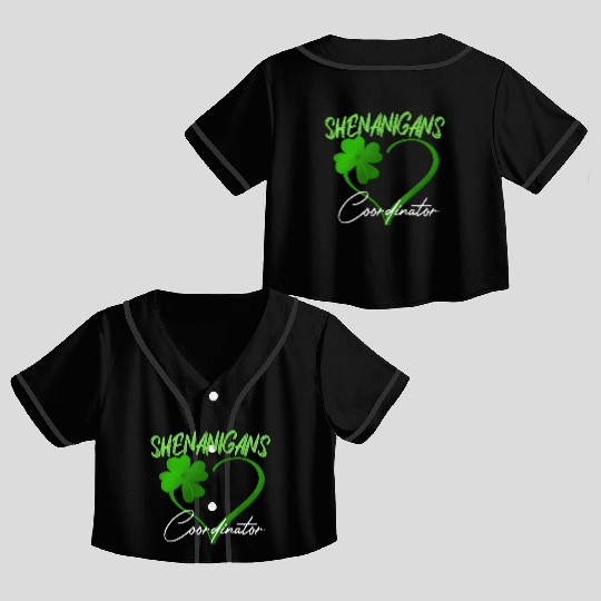 Shenanigans Coordinator Green He Shamrock St Crop Top Baseball Jerseys