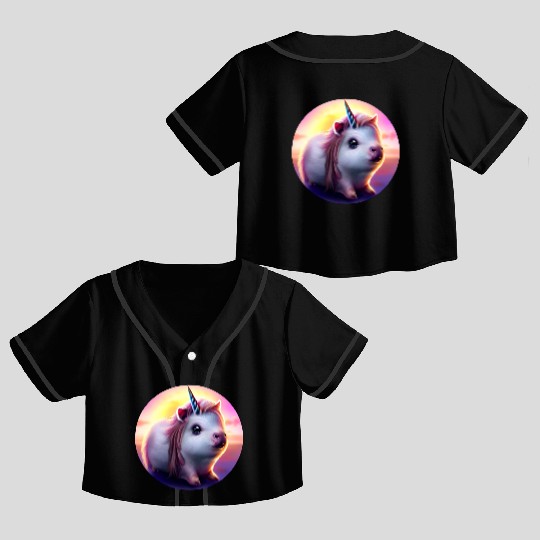 Guinea pig unicorn Crop Top Baseball Jerseys