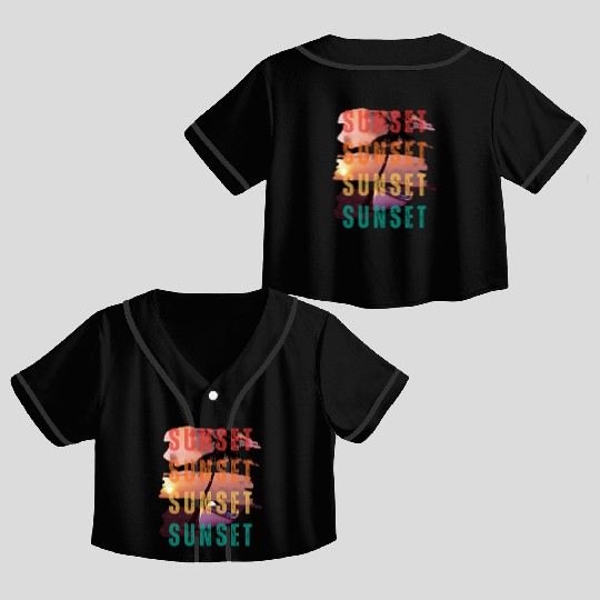 Sunset on the Beach Crop Top Baseball Jerseys