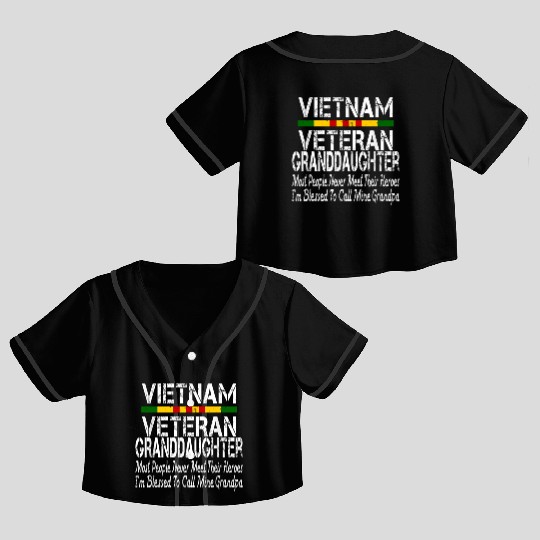 US Army Vietnam Veteran Granddaughter Crop Top Baseball Jerseys