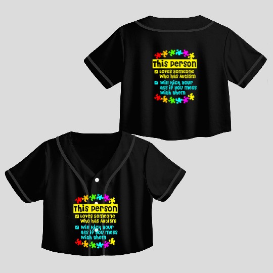 I Love Someone With Autism Crop Top Baseball Jerseys